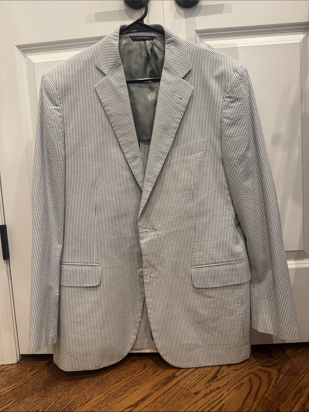 Men's Seersucker Stripe Blazer - Light Blue/White brooks brothers